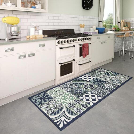 Tapis de cuisine carreaux de ciment plat Boulder